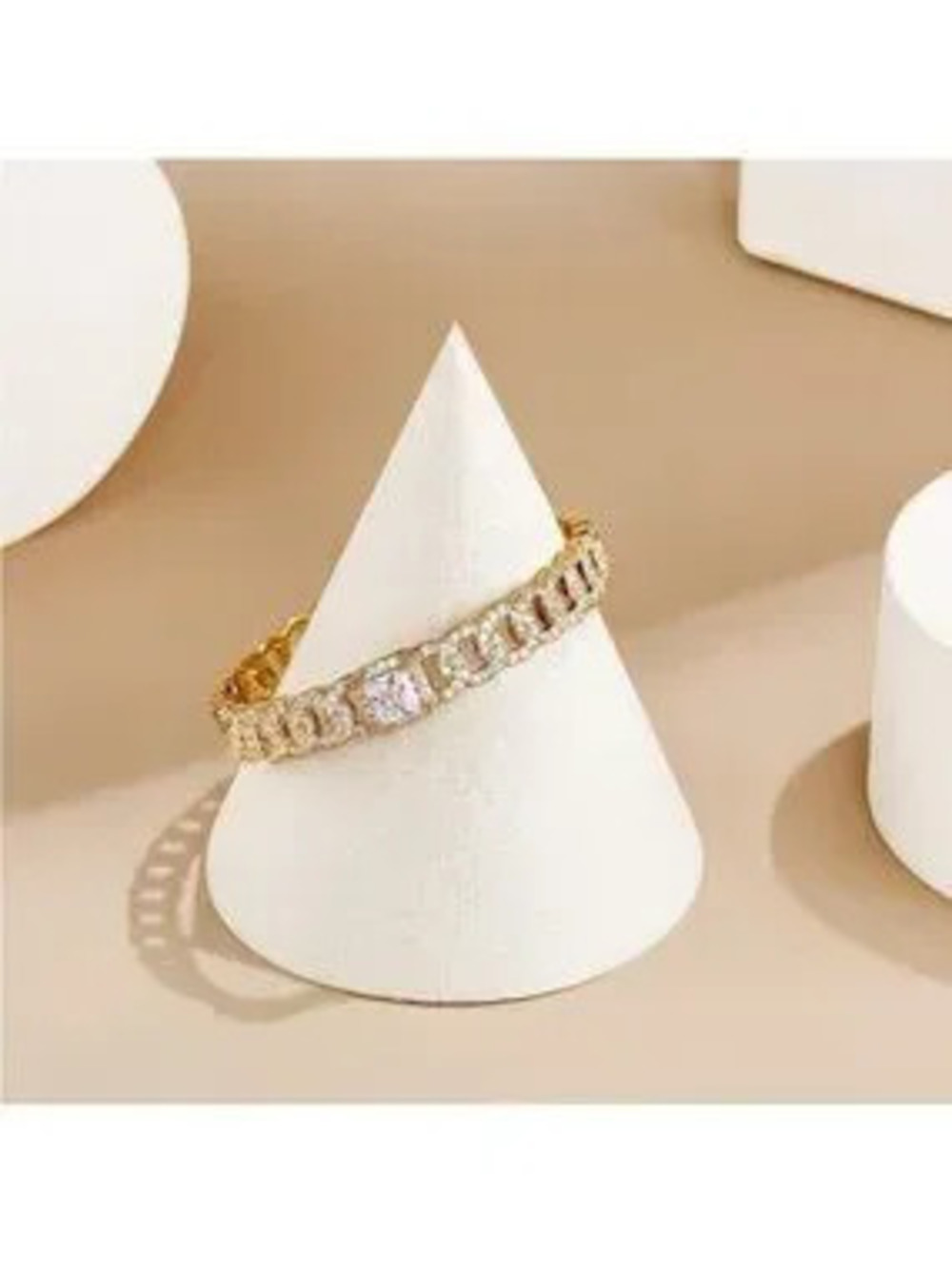 Gold 14k Gold Plated Cubic Zirconia Cuff Bracelet